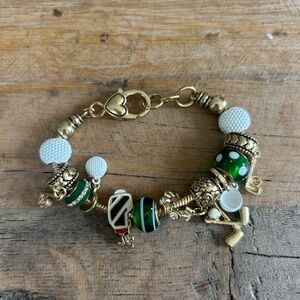 Gold and Green Golf Charm Bracelet